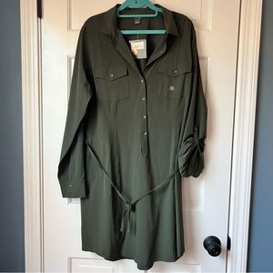 Eddie Bauer green roll sleeve dress NWT size XL
